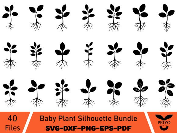Baby Plant Silhouette Bundle, Baby Plant