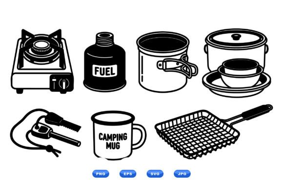 Camping Cookware Clipart Set