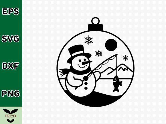 Christmas Ornament Snowman Ice Fishing