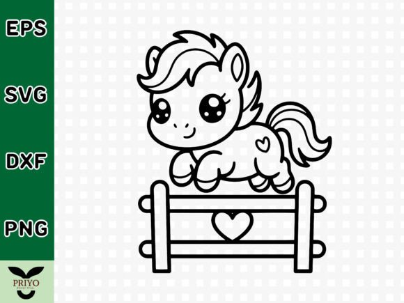 Cute Baby Pony Jumping over a Fence
