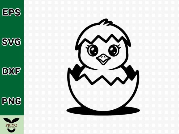 Cute Easter Chick Hatching from Egg