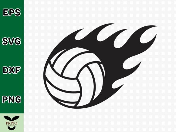 Flaming Volleyball Silhouette