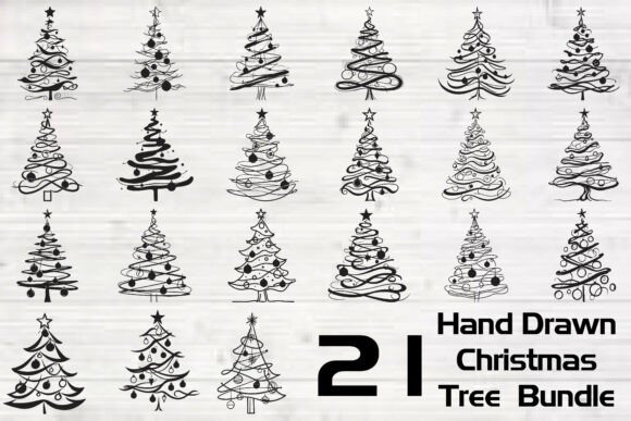 Hand Drawn Christmas Tree Bundle
