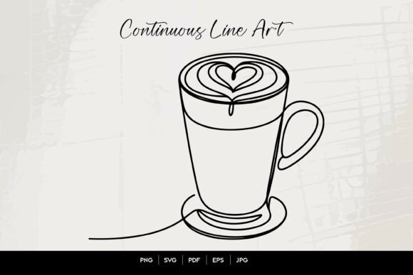 Latte Art Coffee Line Art