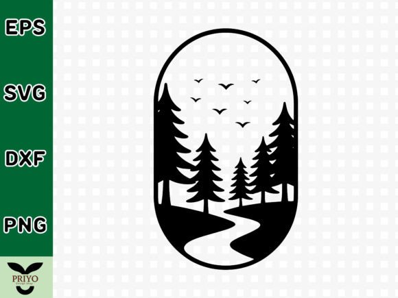 Pine Forest Landscape with Winding River