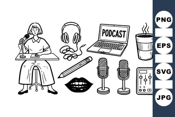 Podcast Equipment Vector Set