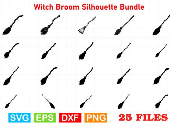 Witch Broom Silhouette Bundle